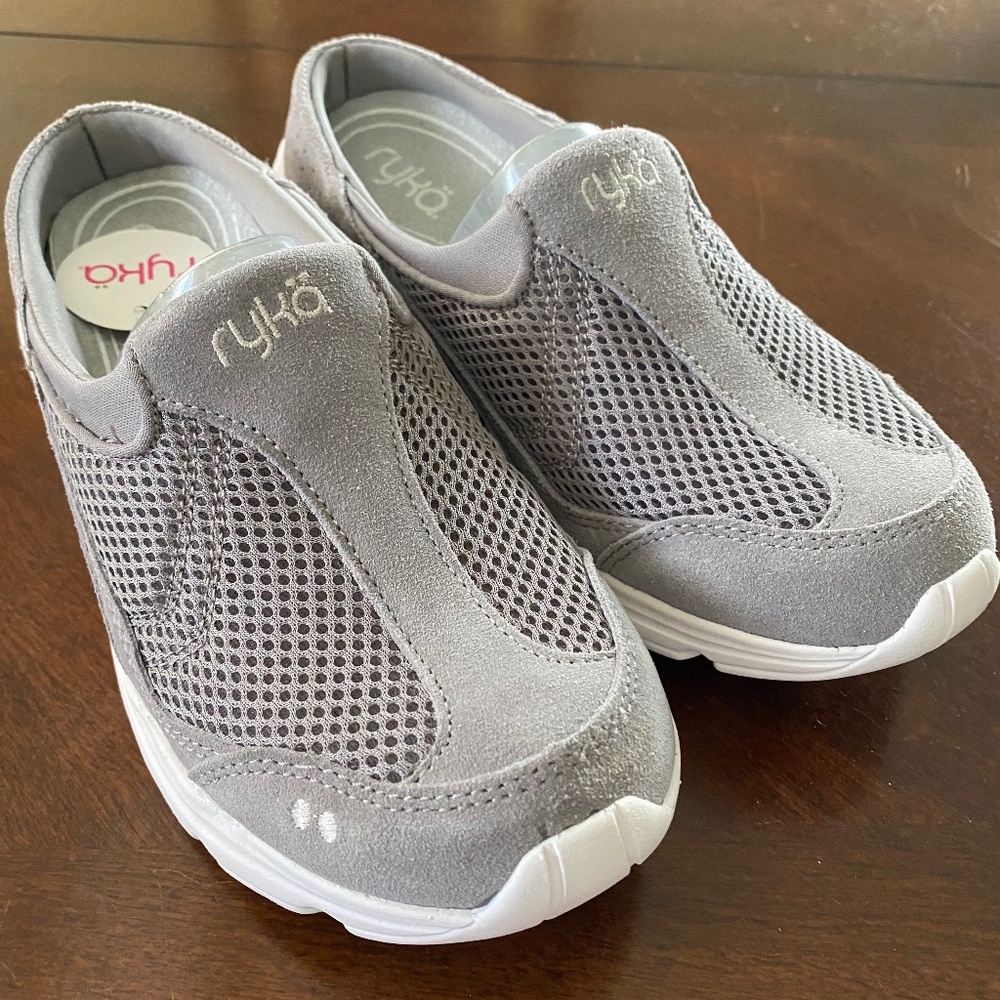 NWT RYKÄ Tranquil Leather Suede Slip On Sneakers Gray - Choose Your Size